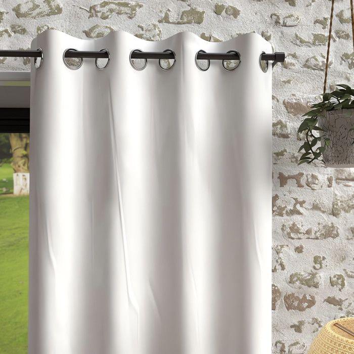 Rideau à oeillets en microfibre lavée 135x180 cm BOHEME blanc, par Soleil d'Ocre