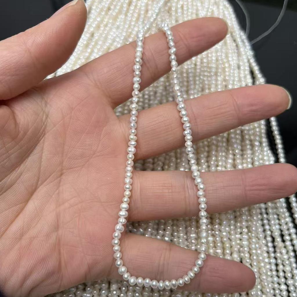 1String, White Natural Shell Mother of Pearl Beads, 2-3mm, Boho Handmade Potato Beads for Jewelry Making DIY Accessories, Gifts for Women, 36cm