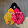 Y2K Vintage Court Zip Up Hoodie Bright Yellow Church Oil Painting Gradient Print Streetwear