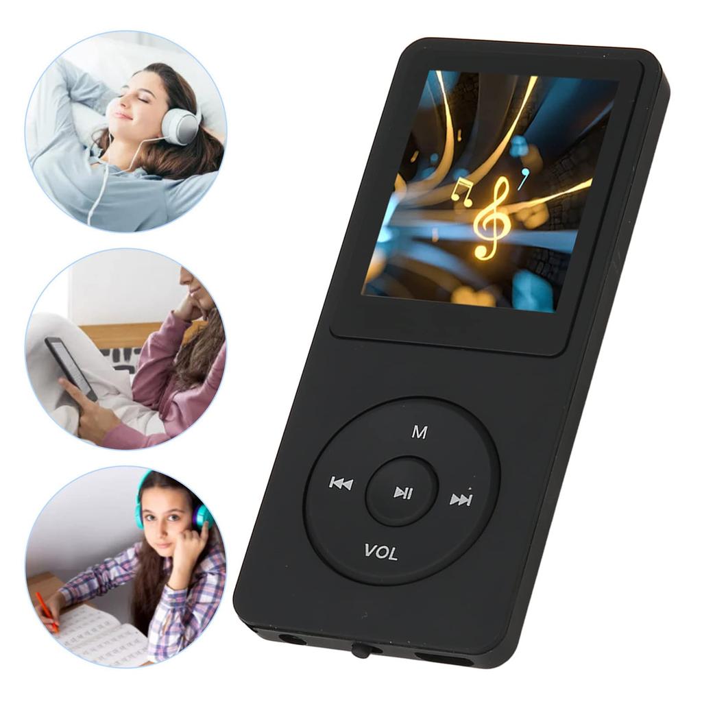 MP3-Player, 8 GB Tragbarer MP3/MP4-Player mit FM-Radio, Diktiergerät, E-Book, HiFi Lossless Sound, 30 Stunden Wiedergabezeit (Schwarz)