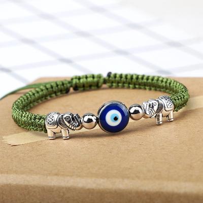 Teufelsauge Elefant Armband Set: Verstellbarer handgefertigter roter Schnur-Schmuck für Damen