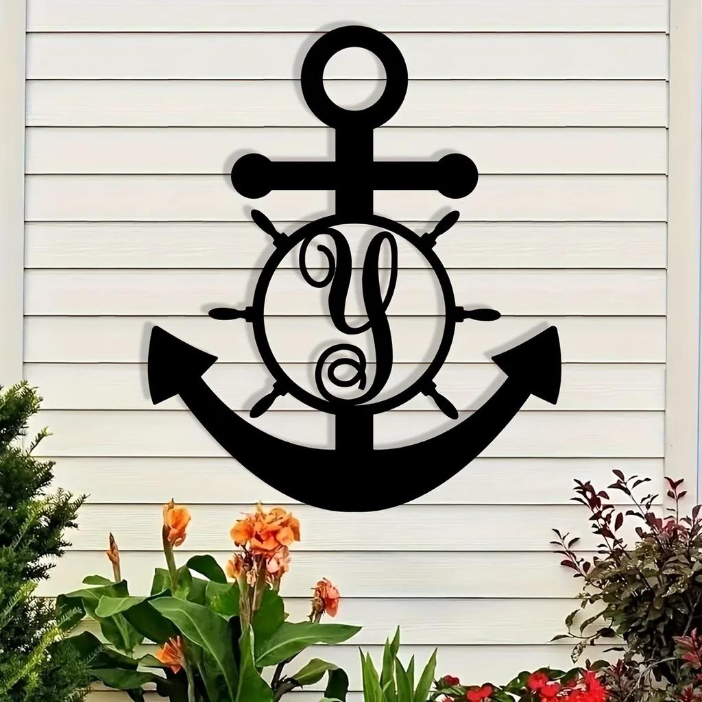 Custom Letter Anchor Metal Wall Art - Ευέλικτο, χωρίς ενέργεια, κομψή διακόσμηση για σπίτι και δώρα, τέλειο εσωτερικό και εξωτερικό