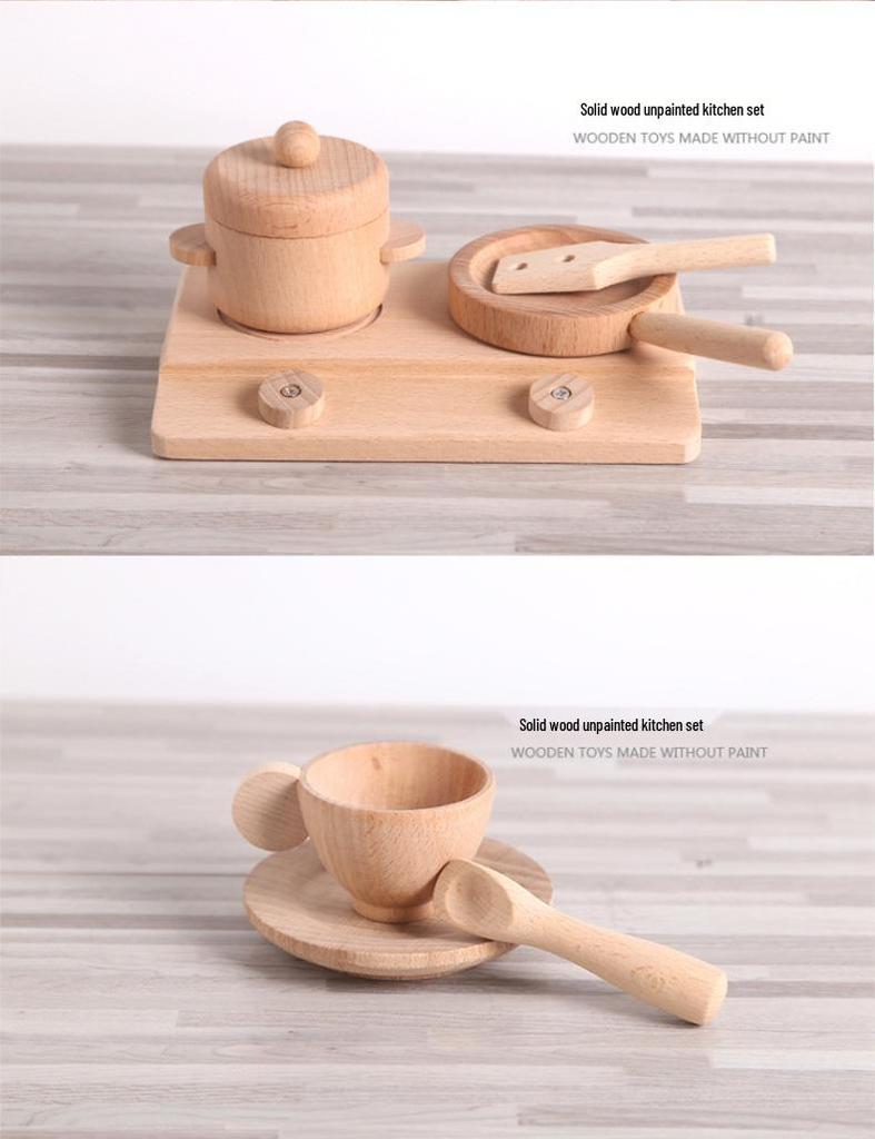 Beechwood Kids' Pretend Play Cooking Set - Wooden Kitchen & Tableware Educational Toys