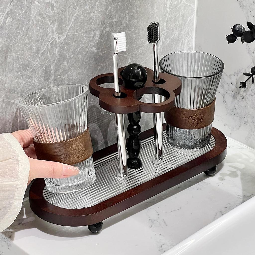 Chinese Style Electric Toothbrush & Storage Rack Set with Mouthwash Cup