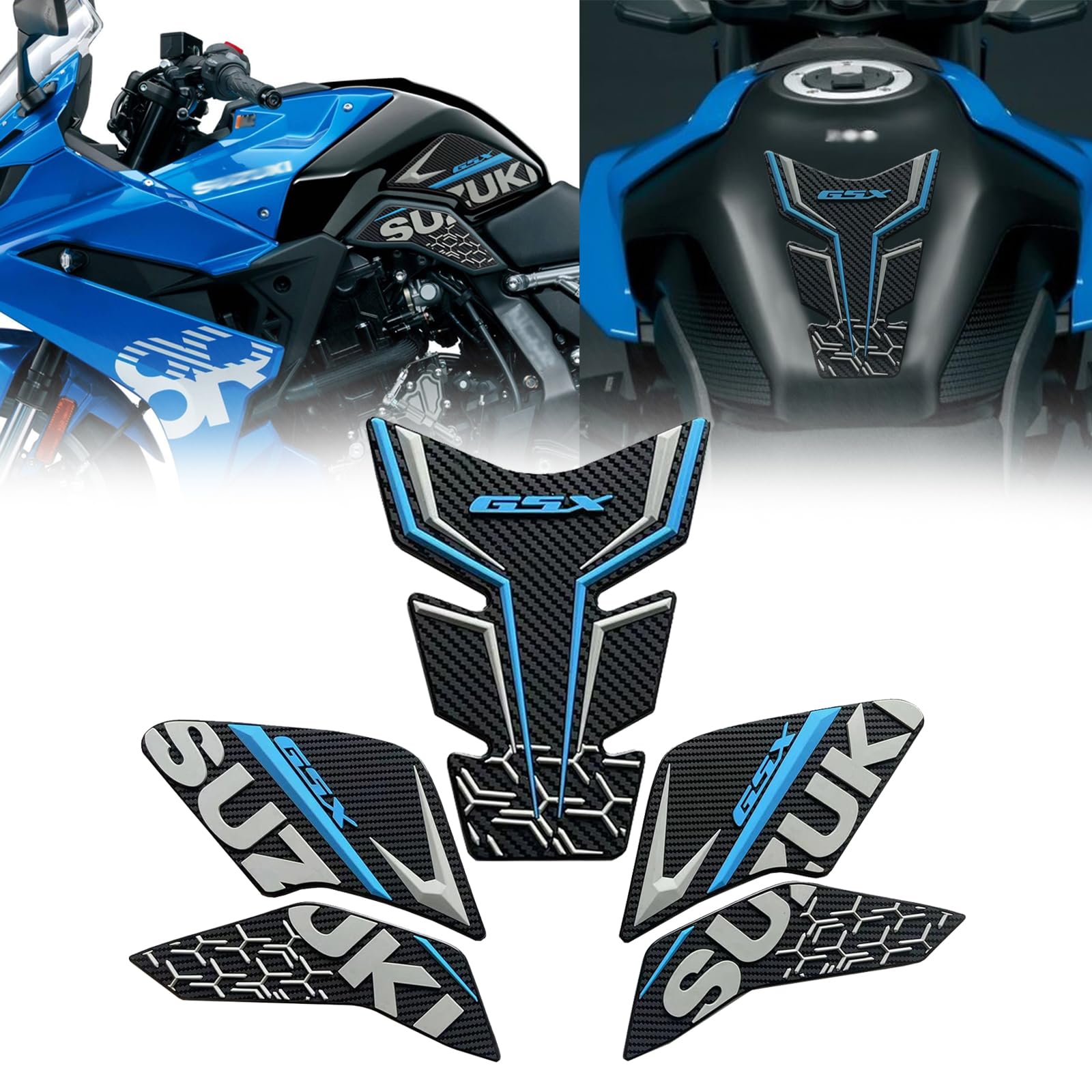 

Для GSX-8R GSX8R GSX-8S GSX8S 2025 Нескользящая текстура из углеродного волокна Нижняя сторона Наклейка на топливный бак Водонепроницаемая накладка Резиновая наклейка 3D Рельефная резина F
