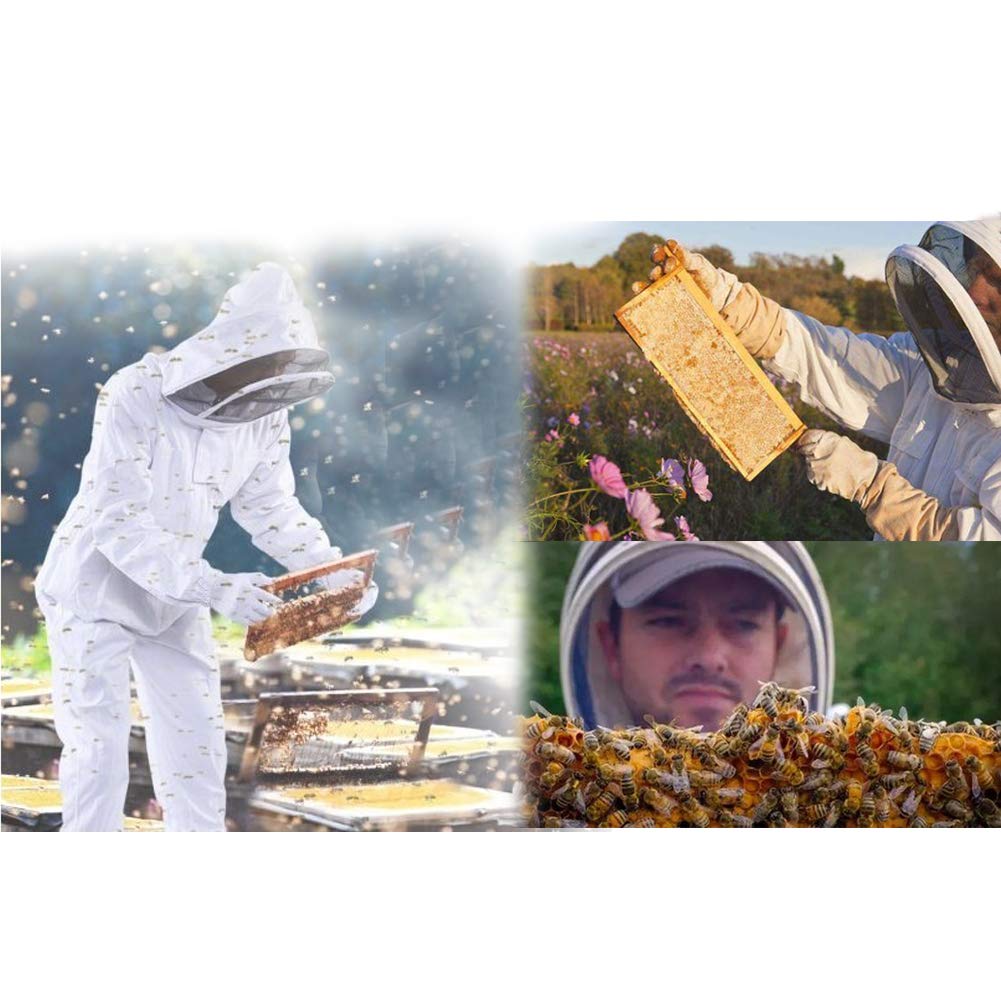 Bonheur and Wasp Repellent Protective Set with Brush Gloves and Removable Face Net Bee, Wasp, Suit, 3-Piece (XL)