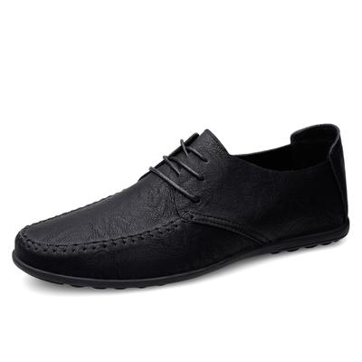 Fashion Leather Men Shoes Fashion Lace-up Formal Men Shoes Moccasins Italian Breathable Male Driving Shoes Black Plus Size 38-47