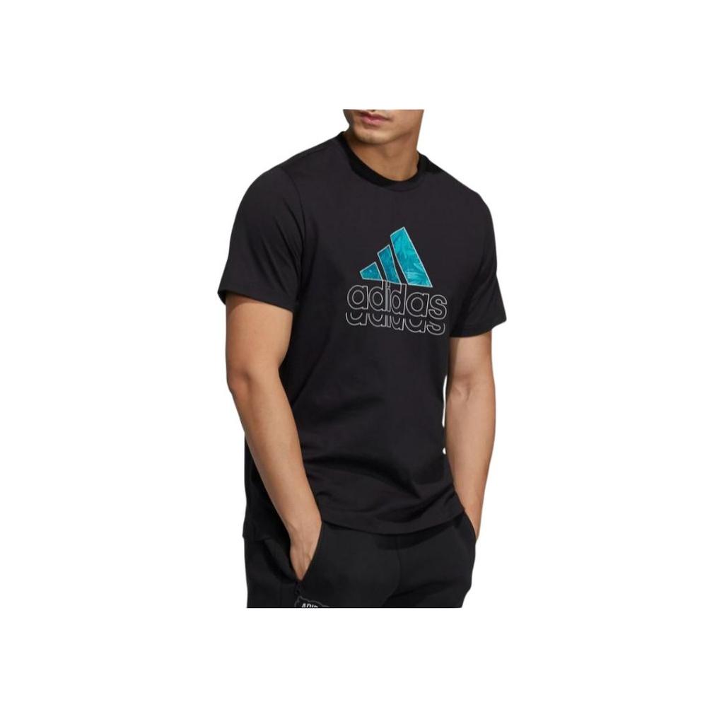 Adidas Sport Casual Round Neck Logo T-Shirt Men Tops Black HE9912