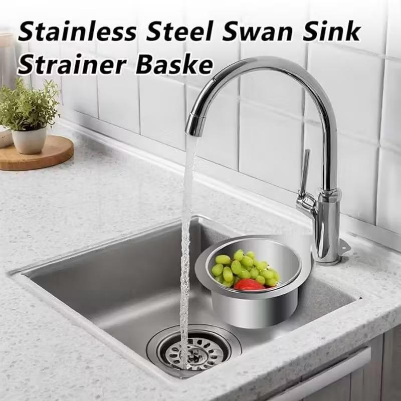 1-10PCS Swan Sink Filter Basket Stainless Steel Hanging Strainer for Kitchen Waste Disposal Faucet Drainage Basket