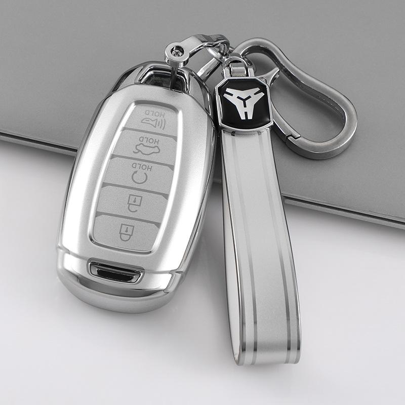 Hyundai Tucson L Quicksand Silver 4-Button Key Case - Korean Car Interior Protective Shell