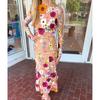 Fashion Spring and Autumn round Neck Color Three-Dimensional Flower Embroider Mesh Slim Fit Sheath Fishtail Dress Dress Dress Dress