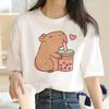 Søt Capybara Klær T-skjorte Kvinner Vintage tegneserie T-skjorte Kvinner Uformell Anime Topp T-skjorter T-skjorte Manga Kvinner Grafiske T-skjorter