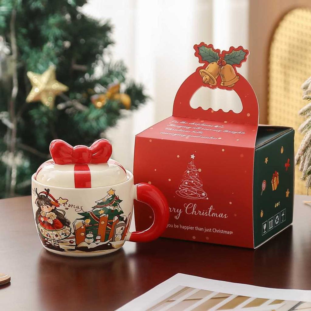 New Lid Gift Box Christmas Gift Ceramic Cup Cute Couple Mug Set Souvenir Water Cup Christmas