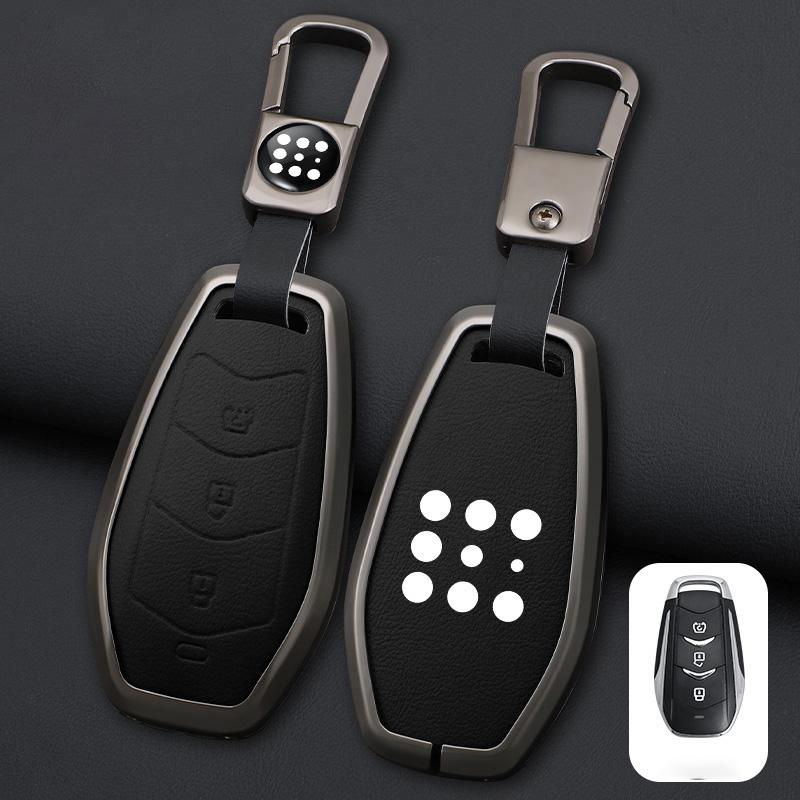 Metal Leather Car Key Case Cover Holder For Dongfeng fengguang Seres Evolute i-Space i-Pro Landian E5 CarProtection Shell
