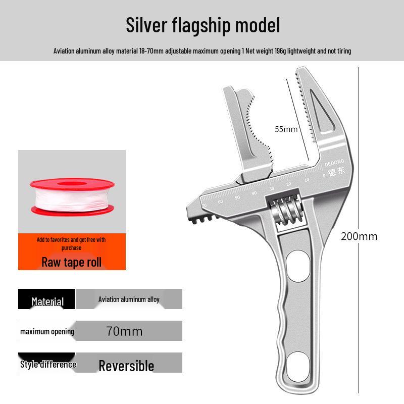 Large-Opening Adjustable Bathroom Wrench for Plumbing and Faucet Installation