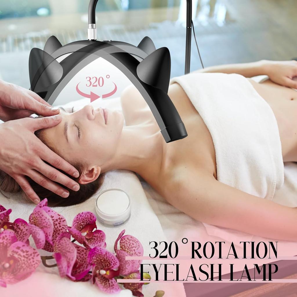 LED Floor Lamp for Eyelash Extensions, 28' Half Moon Ring with Phone Holder, Facial Lighting for Skincare & Beauty Content
