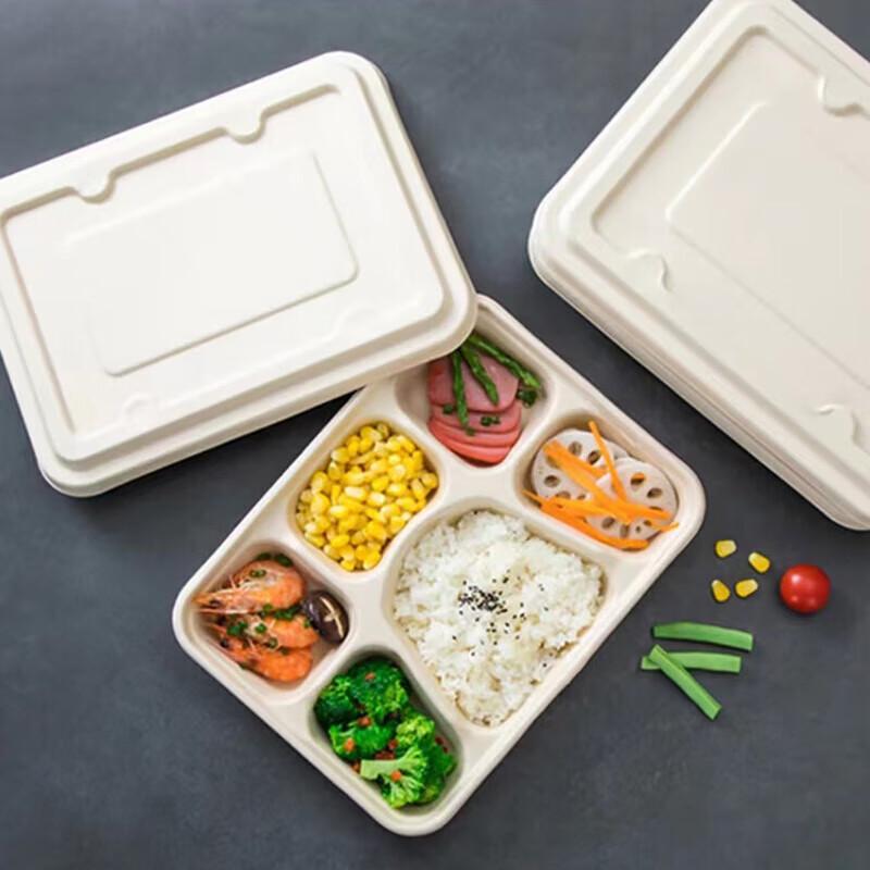 Qiuci 6-Compartment 1400ML Disposable Lunch Boxes