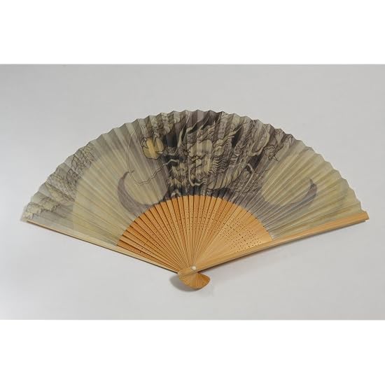 [Hasegawa] Men's Folding Fan, Lucky Charm "Dragon", Tailored by Kyoto Craftsmen, Includes Fan Case, 
