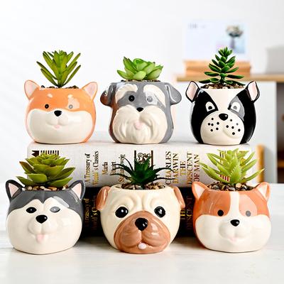 Sevimli Köpek Yavrusu Saksı Etli Saksı Seramik Ekici Ev Dekor Masaüstü Süs Bonsai saksı Bahçe Dekorasyon