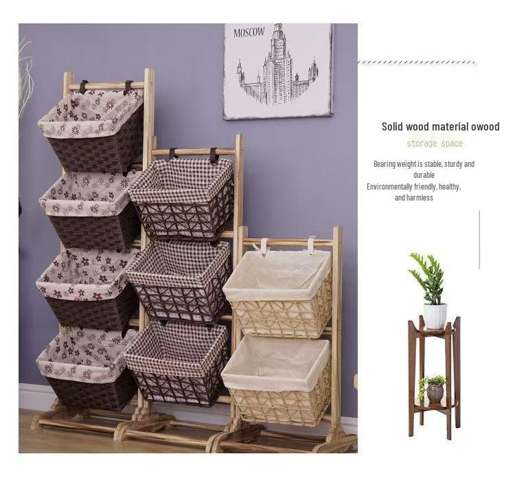 Raft de depozitare de podea țesut cu mai multe straturi pentru gustări, diverse, cărți și ziare în camera de zi