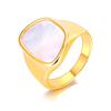 JeeMango New Stainless Steel Geometric Shell Rings 18K Gold Plated Handmade Bohemia Party Ring For Women Free Shipping JR2