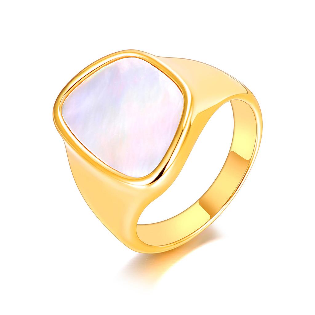 JeeMango New Stainless Steel Geometric Shell Rings 18K Gold Plated Handmade Bohemia Party Ring For Women Free Shipping JR2