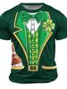Shamrock Tuxedo Men's T Shirt 3D Print Short Sleeve T Shirt O-Neck Shirt Green Summer Spring Clothing Apparel