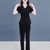Luxury-lite Solid-color Set - Women's Summer Elegant Style Short-sleeved Shirt and Casual Pants Two-piece Set for Women