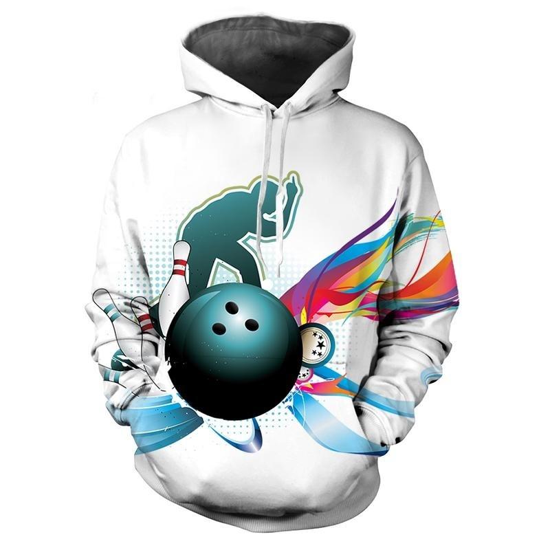 

3D-печать Bowling Hoodie для мужчин Крутые модные толстовки с длинным рукавом Спортивные свитера для активного отдыха Толстовка Топы для детей Осеннее пальто 6XL