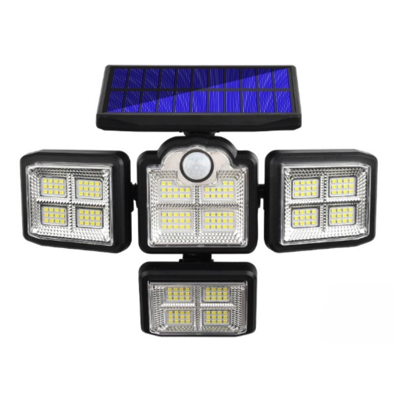 

198 светодиодных солнечных фонарей, уличный датчик движения, индукционная регулируемая голова, IP65, водонепроницаемый настенный светильник на солнечной энергии Integrated-1500MAH