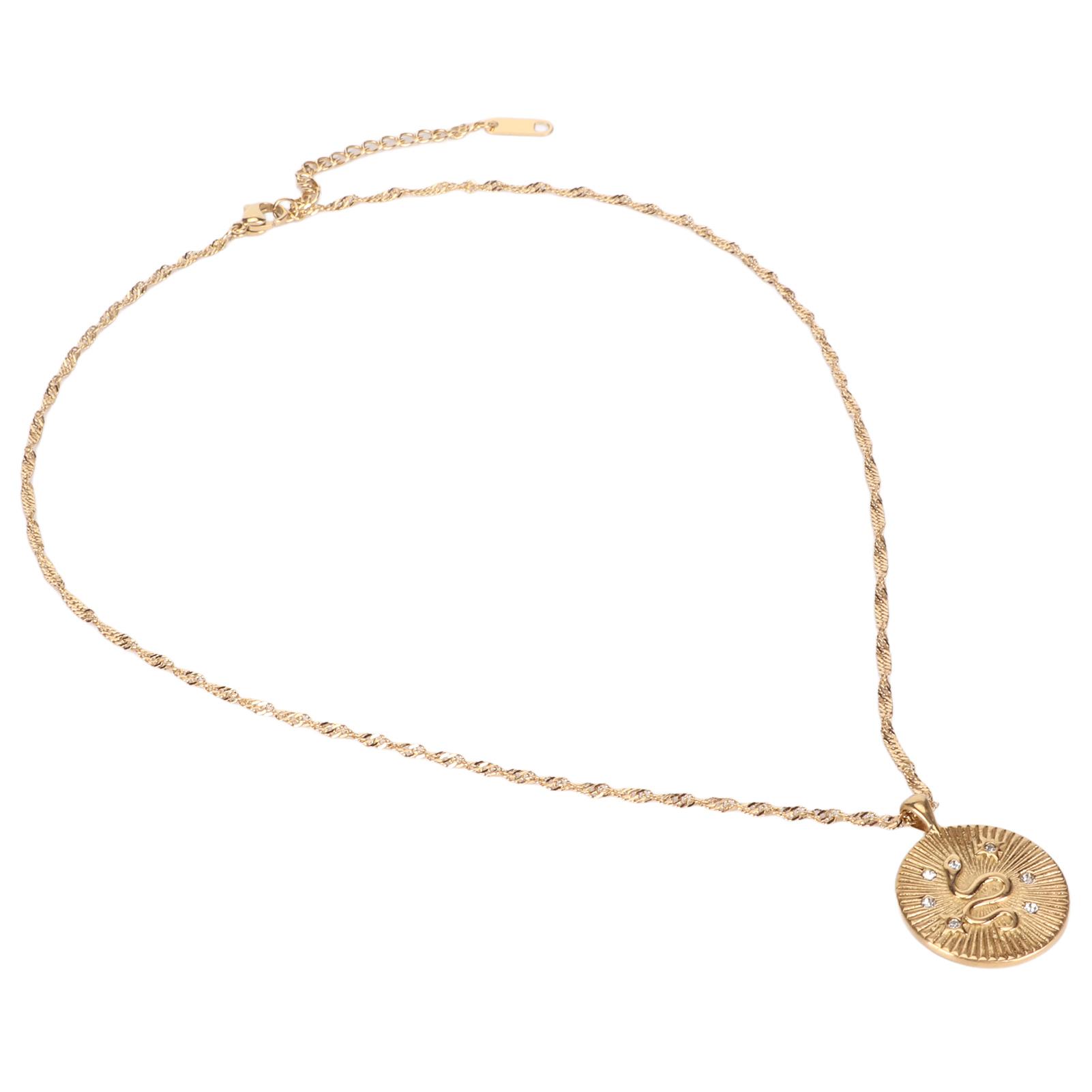 

White Zircon Women Necklace Snake Pattern Electroplated Fashionable Female Pendant Necklace