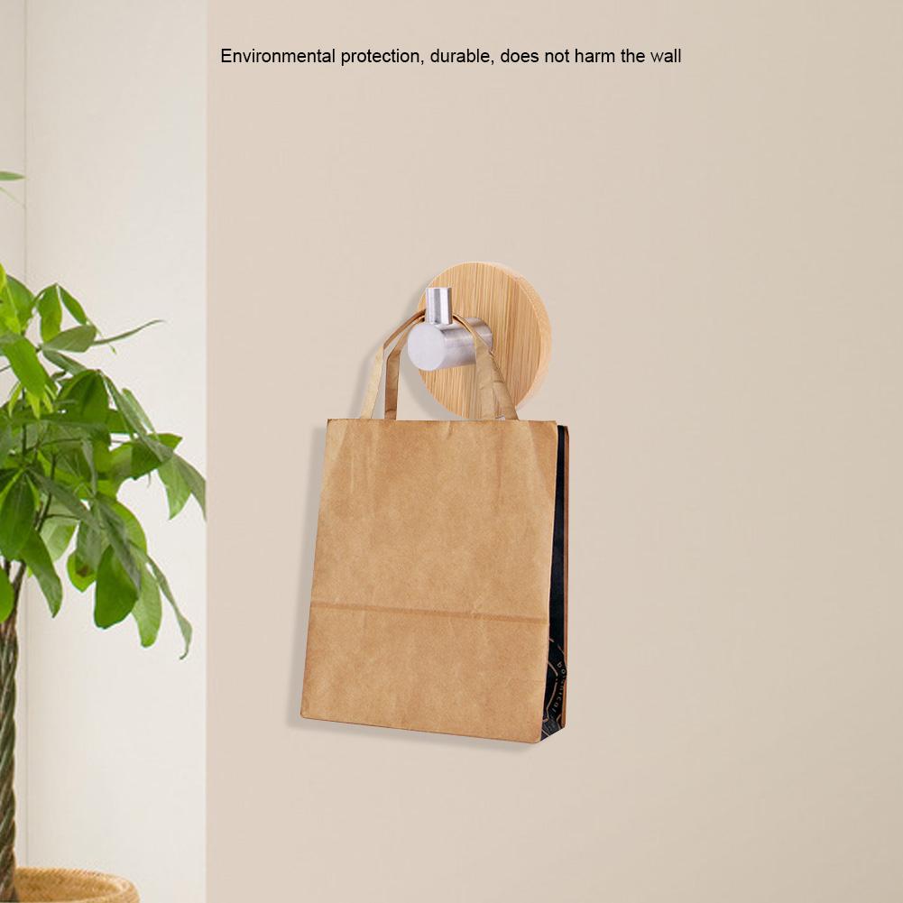 Natural Bamboo Stainless Steel Wall Hanger Hook Bag Key Towel Hanger Kitchen Single Hook