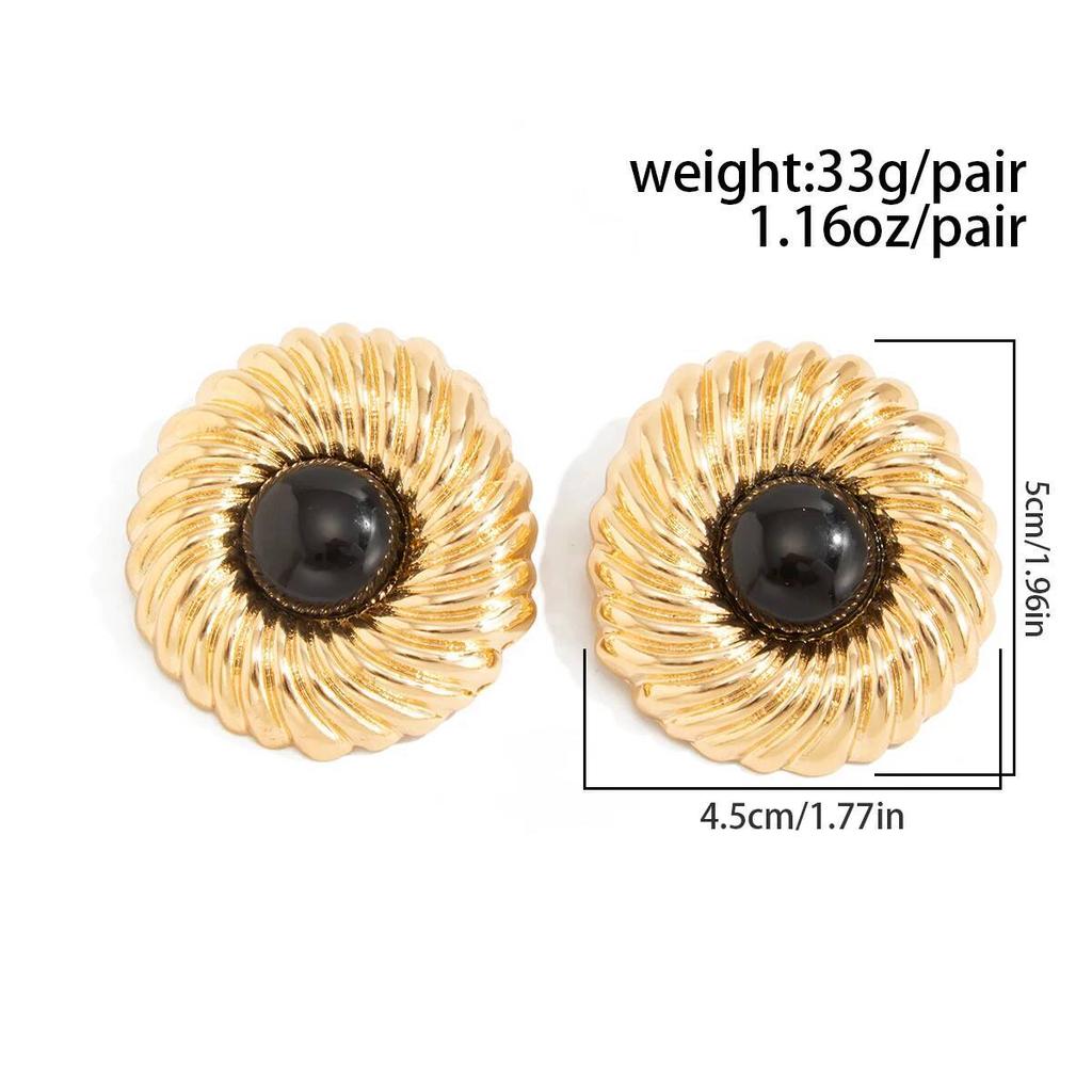 SHIXIN 4 Colors Exaggerated Geometric Round Large Stud Earrings Women Retro Inlaid Resin Acrylic Spiral Earrings Party Jewelry