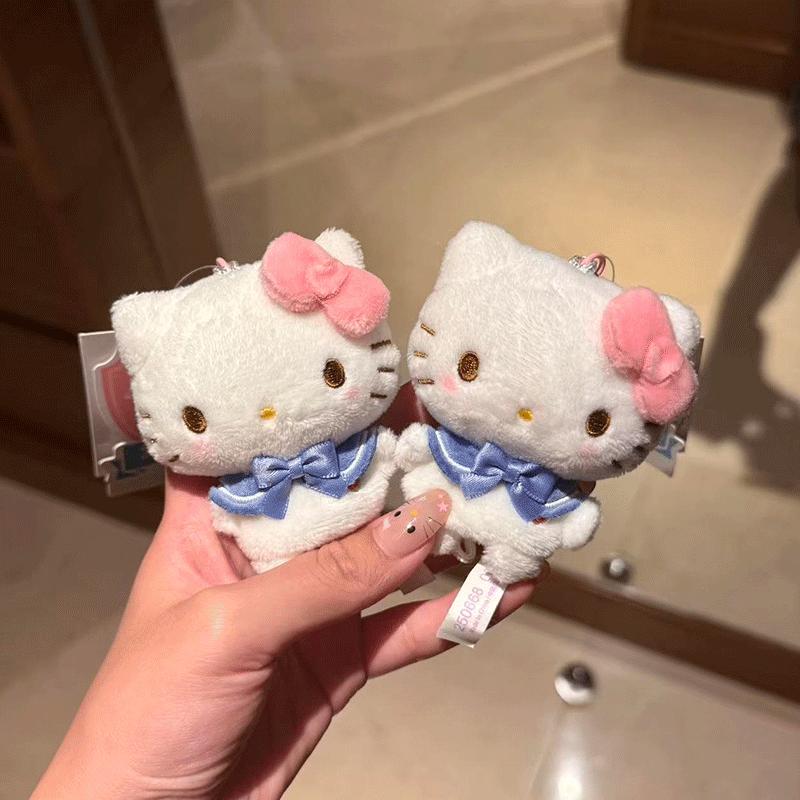 Charming Hello Cat Plushy Keycharm Mini Downy Toy Purse Trinket Cute Girly Hanger For Bagpack Car Key Decoration Treat