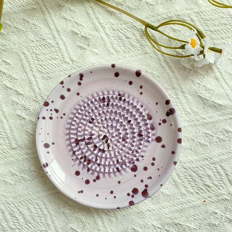 Ceramic Grater Plate Food Grade Non-Slip Garlic Ginger Spices Grinding Tool for Home Kitchen Daily Cooking