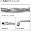 AN-3 Turbo Oil Feed Line Kit 4.16ft Pressure Remote Turbocharger Oil Drain Return Line with Adapter,Wrench 1 Set