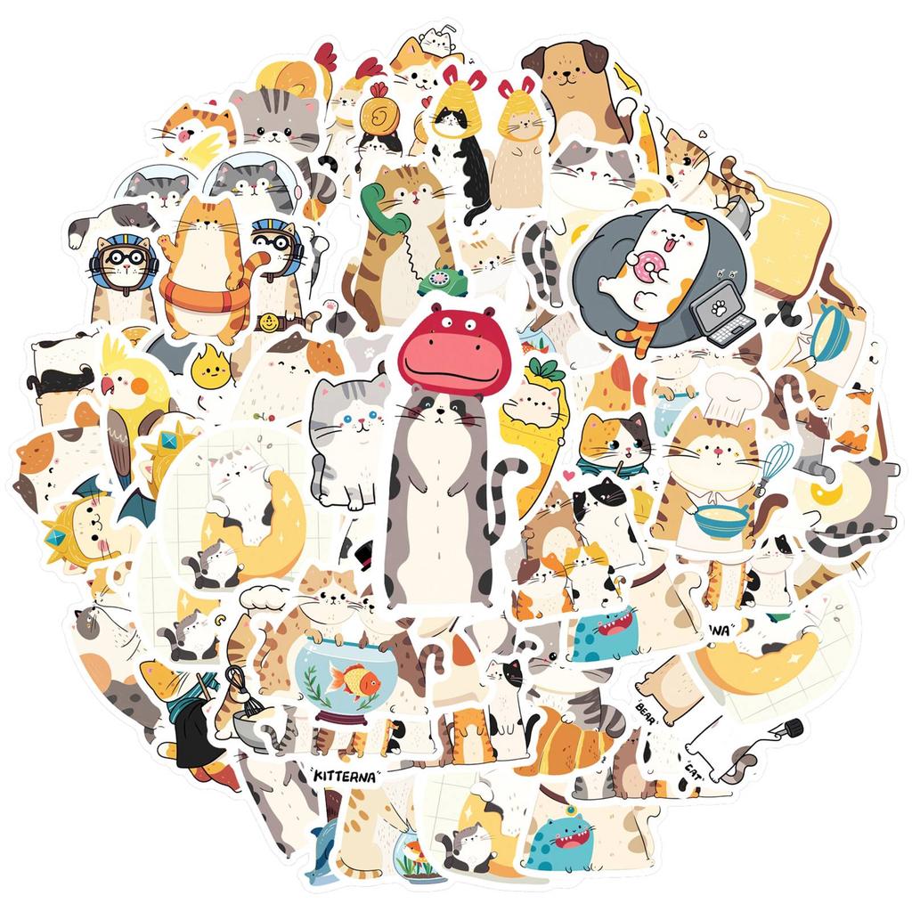 35pcs Fun Animals Stickers Cute Cats  Stickers DIY Stickers For  Laptop Luggage Scrapbook Diary Sticker Laptop DIY