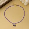 Light luxury color Shijia crystal beaded crystal pony pendant necklace niche high temperament retro collarbone chain