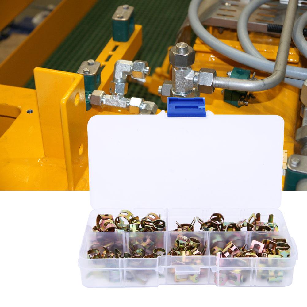 75PCS Hose Clamp 6mm7mm8mm9mm10mm Spring Hose Clips Pipe Fasteners Assortment Kit