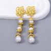 Medieval Retro Court-style Earrings, Floral Pearl Earrings, Alloy High-end Design Earrings