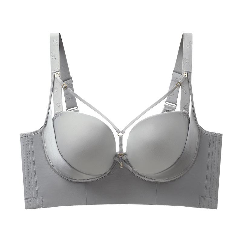 Sexy and Comfortable Large Size Bra with Front-connected Bust Straps and No Underwire Push-up Bra