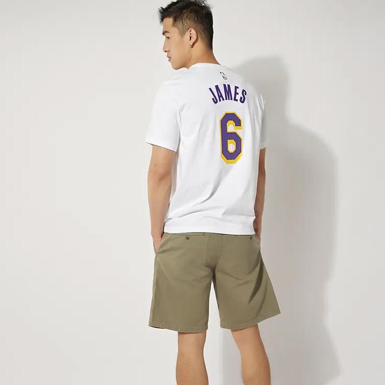Nike NBA Los Angeles Lakers LeBron James No. 6 Crew Neck T-Shirt Men Tops White DR6381-106