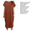 Plus Size Casual Summer Dress Loose Straight Short Sleeves O Neck Midi Length Side Split Hem Soft Breathable Commute Travel Women Dress
