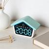 LED Digital Alarm Clock House Shaped Week Date Brightness Adjustment 2 Alarms Silent DST Snooze Table Clock with Ambient Light