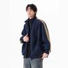 Drei Streifen Cardigan Sweatshirt Herren Locker Lässig Stehkragen Jacke Mantel Paar Sport Oberteil