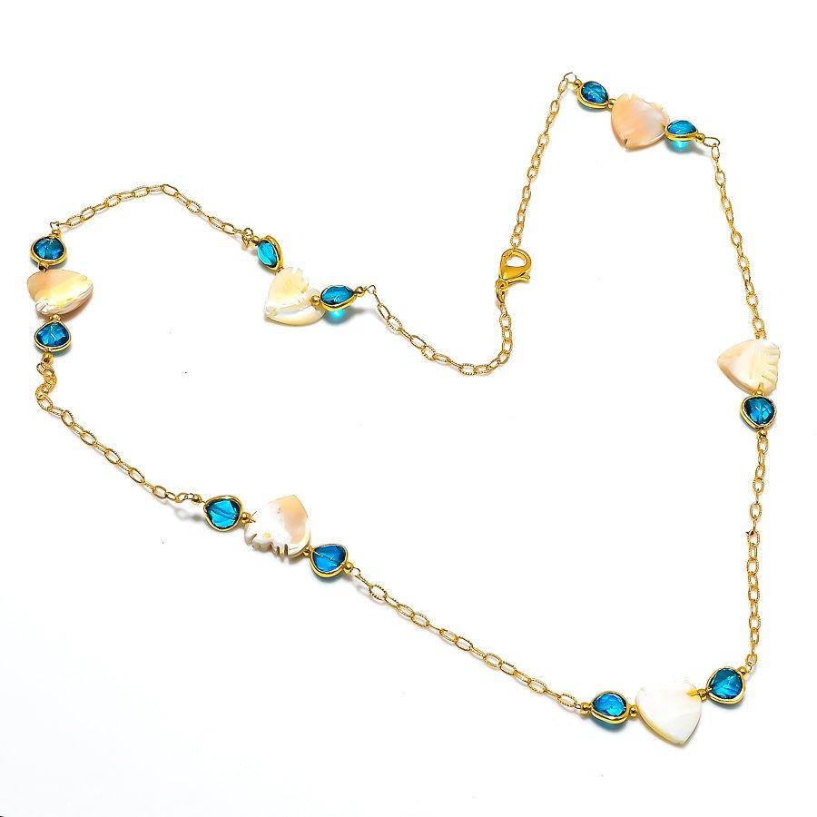 Blister Pearl, Topaz Gemstone 925 Sterling Silver Jewelry Necklace 20" GK-5353