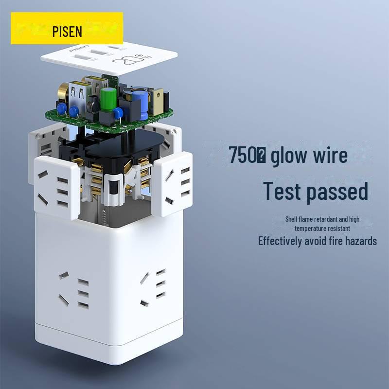 PISEN 20W Fast Charging Cube: Multi-Function Desktop Charger & Socket