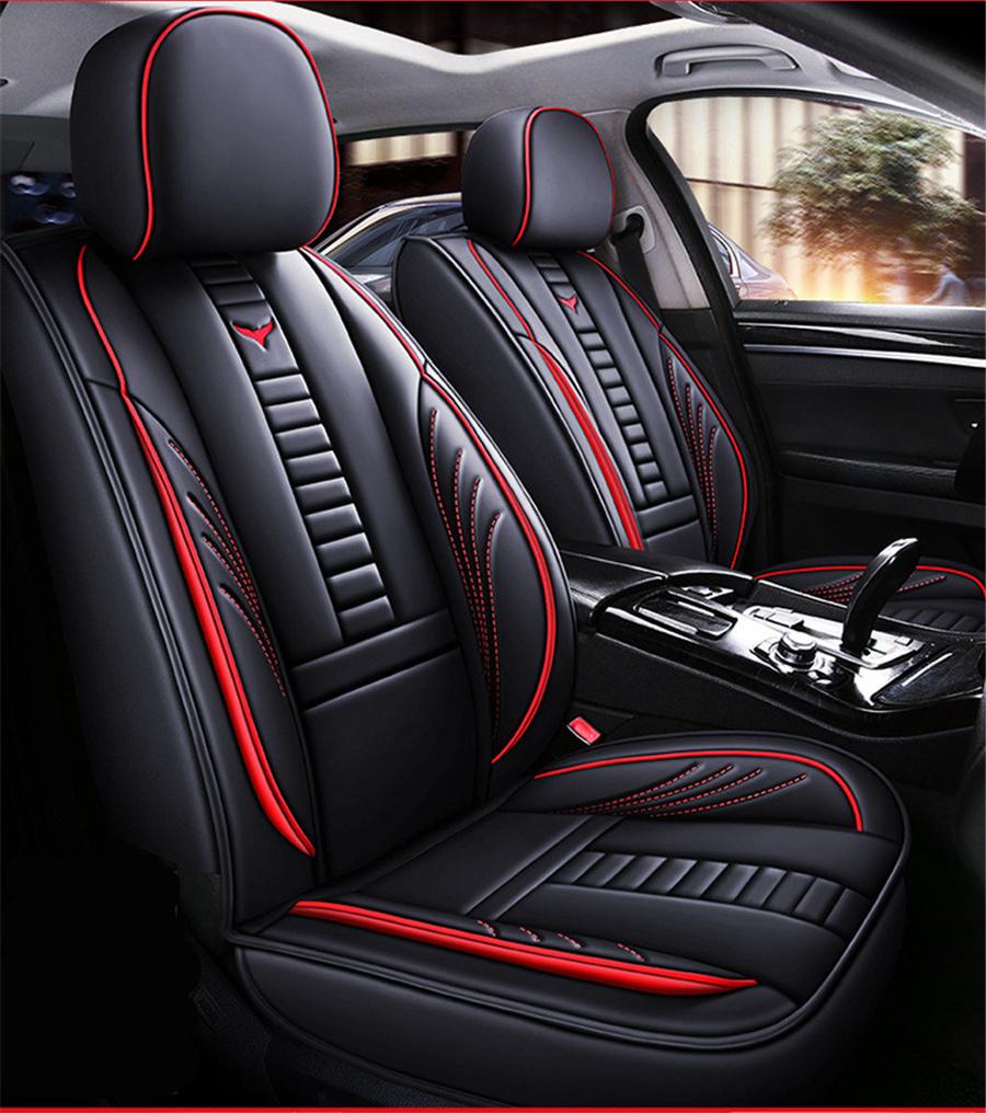 PU Leather Car Cushion Seat Covers Car-styling Full Surrounded Front+rear Cushion 5-Seats For all Seasons 2021 New Style