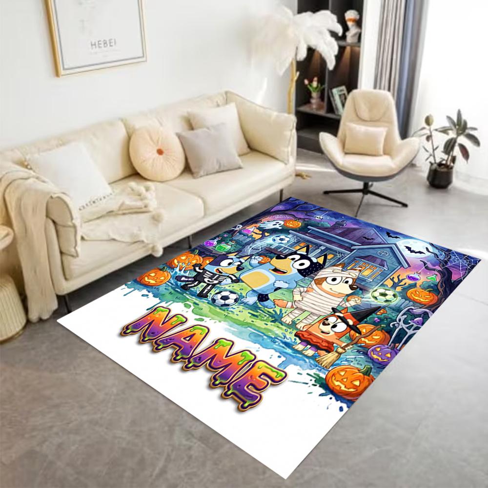 Soccer Fun Bluey Personalized Text Area Rug Perfect for Decorate Room Hallway Dining Room Study Room Antislip Carpet Anime Office Decor