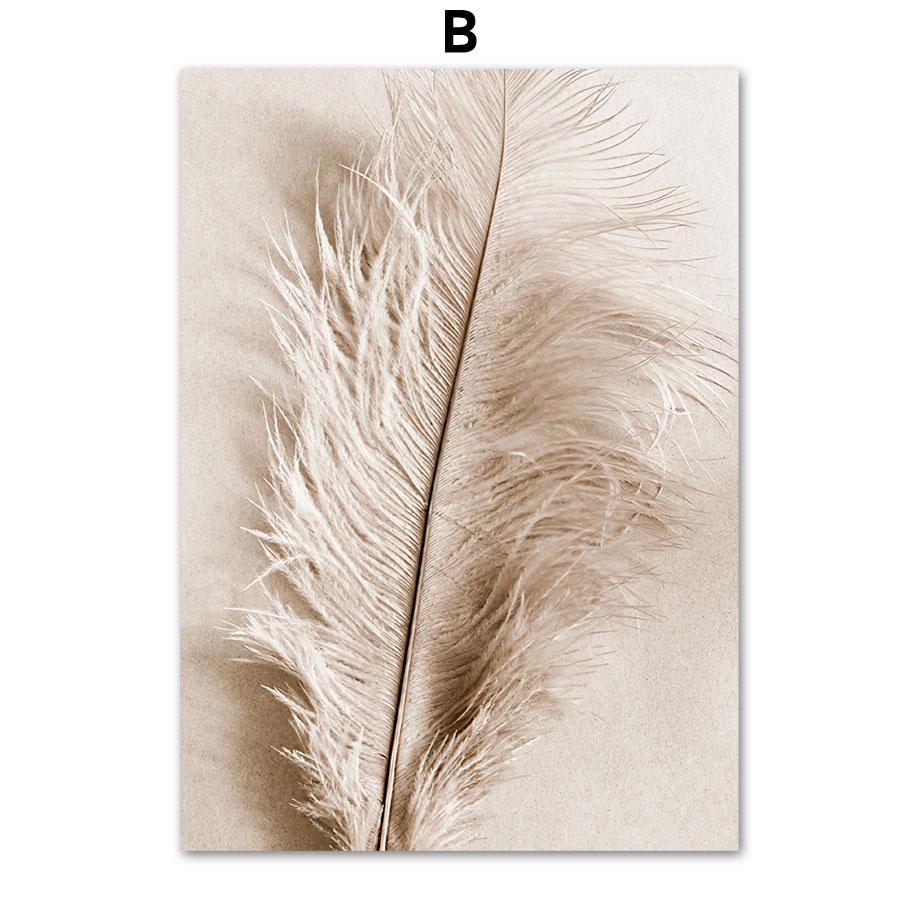 Beige Palm Wave Soft Feather Reeds Lines Nordic Posters Prints Canvas Painting Wall Art Pictures For Living Room Home Decor